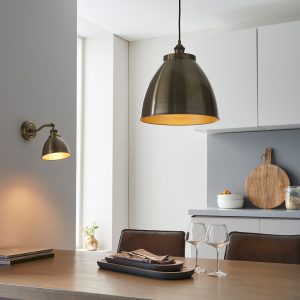 Gallery Direct Franklin Pendant Light Antique Brass 400x1565mm | Shackletons