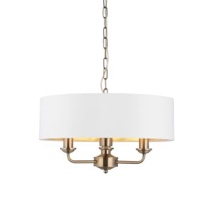 Gallery Direct Highclere 3 Pendant Light Antique Brass 350 1420mm | Shackletons