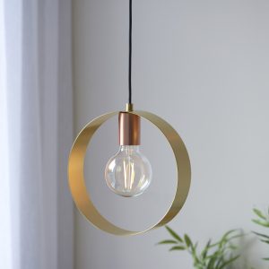 Gallery Direct Hoop 1 Pendant Light Brushed BrassNickelCopper | Shackletons