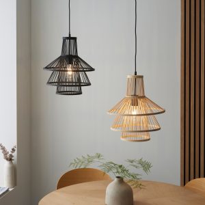 Gallery Direct Minato 1 Pendant Light Dark Bamboo | Shackletons