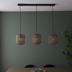 Gallery Direct Mathias 3 Pendant Light Natural Bamboo | Shackletons