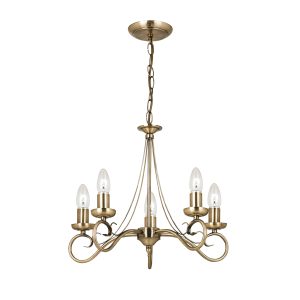 Gallery Direct Trafford 5 Pendant Light Antique Brass | Shackletons