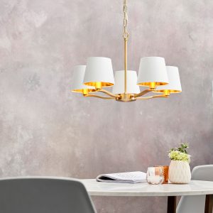 Gallery Direct Harvey 5 Pendant Light Brushed Gold | Shackletons