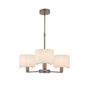 Gallery Direct Daley 3 Pendant Antique Bronze 385 655mm | Shackletons