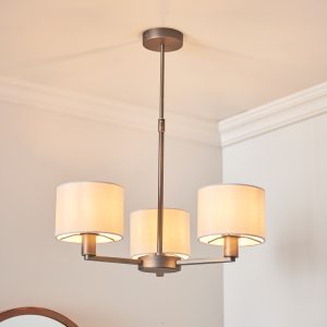 Gallery Direct Daley 3 Pendant Antique Bronze 385 655mm | Shackletons