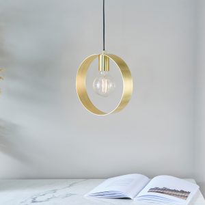 Gallery Direct Hoop 1 Pendant Light Brushed Brass | Shackletons