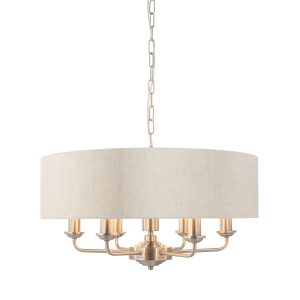 Gallery Direct Highclere 6 Pendant Light Chrome Natural | Shackletons