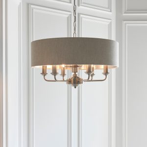 Gallery Direct Highclere 6 Pendant Light Chrome Natural | Shackletons