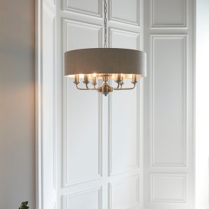 Gallery Direct Highclere 6 Pendant Light Chrome Natural | Shackletons