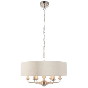 Gallery Direct Highclere 6 Pendant Light Chrome Natural | Shackletons