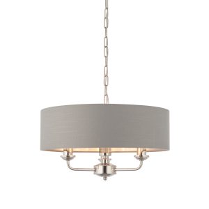 Gallery Direct Highclere 3 Pendant Lght NickelChrcoal 350 1200mm | Shackletons