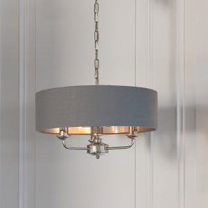 Gallery Direct Highclere 3 Pendant Lght NickelChrcoal 350 1200mm | Shackletons