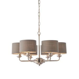 Gallery Direct Highclere 6 Pendant Lght Nckel Chrcoal 300 900mm | Shackletons