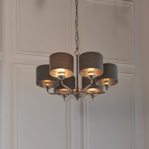 Gallery Direct Highclere 6 Pendant Lght Nckel Chrcoal 300 900mm | Shackletons