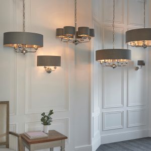 Gallery Direct Highclere 6 Pendant Lght Nckel Chrcoal 300 900mm | Shackletons