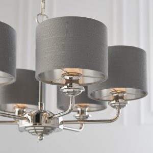 Gallery Direct Highclere 6 Pendant Lght Nckel Chrcoal 300 900mm | Shackletons