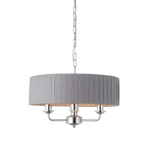 Gallery Direct Highclere 3 Pendant Lght Nckel Chrcoal 300 760mm | Shackletons