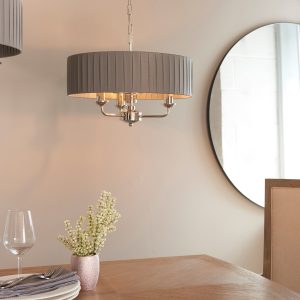 Gallery Direct Highclere 3 Pendant Lght Nckel Chrcoal 300 760mm | Shackletons