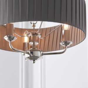 Gallery Direct Highclere 3 Pendant Lght Nckel Chrcoal 300 760mm | Shackletons