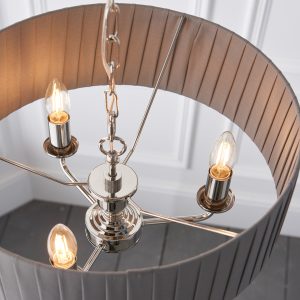 Gallery Direct Highclere 3 Pendant Lght Nckel Chrcoal 300 760mm | Shackletons