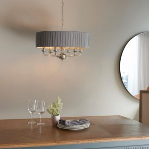 Gallery Direct Highclere 6 Pendant Lght Nckel Chrcoal 300 780mm | Shackletons