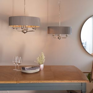 Gallery Direct Highclere 6 Pendant Lght Nckel Chrcoal 300 780mm | Shackletons