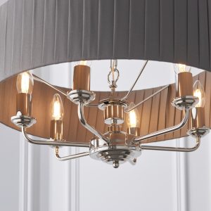 Gallery Direct Highclere 6 Pendant Lght Nckel Chrcoal 300 780mm | Shackletons