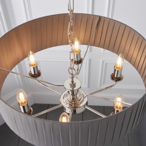 Gallery Direct Highclere 6 Pendant Lght Nckel Chrcoal 300 780mm | Shackletons