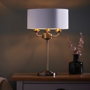 Gallery Direct Highclere 3 Table Lamp Antique Brass | Shackletons