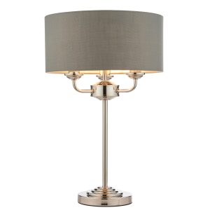 Gallery Direct Highclere 3 Table Lamp Bright Nickel | Shackletons