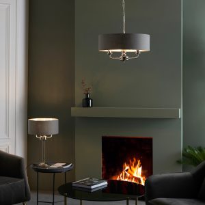 Gallery Direct Highclere 3 Table Lamp Bright Nickel | Shackletons