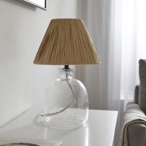 Gallery Direct Lyra Table Lamp Clear Natural Raffia | Shackletons