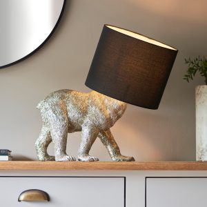 Gallery Direct Barack Bear 1 Table Lamp Vintage Silver | Shackletons