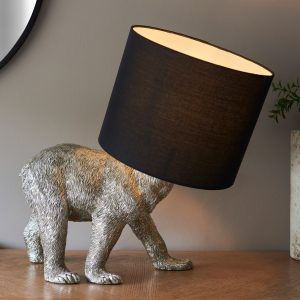 Gallery Direct Barack Bear 1 Table Lamp Vintage Silver | Shackletons