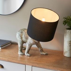 Gallery Direct Barack Bear 1 Table Lamp Vintage Silver | Shackletons