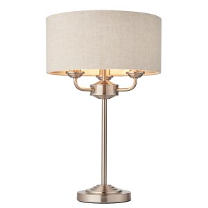 Gallery Direct Highclere 3 Table Light Chrome Natural Linen | Shackletons