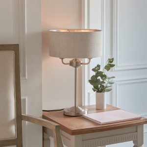 Gallery Direct Highclere 3 Table Light Chrome Natural Linen | Shackletons