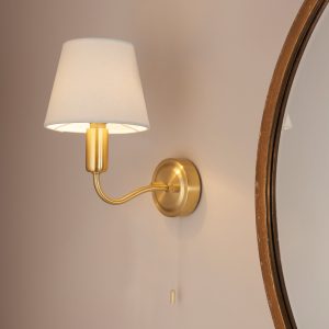 Gallery Direct Conway Bathroom 1 Wall Light Satin Brass | Shackletons