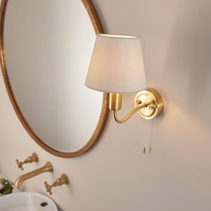 Gallery Direct Conway Bathroom 1 Wall Light Satin Brass | Shackletons