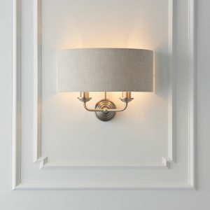 Gallery Direct Highclere 2 Wall Light Chrome Natural | Shackletons