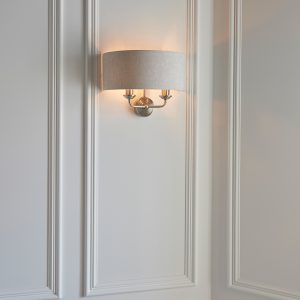 Gallery Direct Highclere 2 Wall Light Chrome Natural | Shackletons