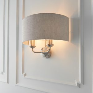 Gallery Direct Highclere 2 Wall Light Chrome Natural | Shackletons