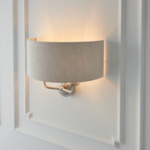 Gallery Direct Highclere 2 Wall Light Chrome Natural | Shackletons