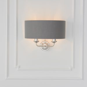 Gallery Direct Highclere 2 Wall Light Nickel Charcoal | Shackletons