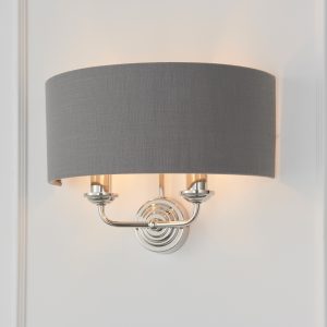 Gallery Direct Highclere 2 Wall Light Nickel Charcoal | Shackletons