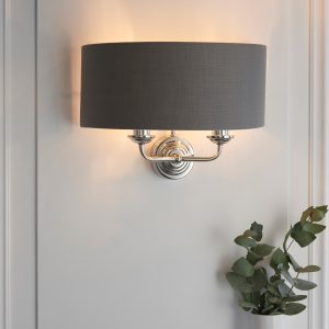 Gallery Direct Highclere 2 Wall Light Nickel Charcoal | Shackletons