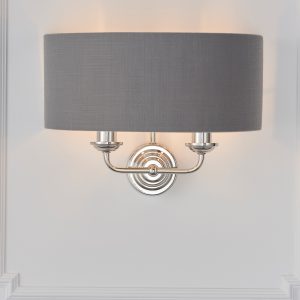 Gallery Direct Highclere 2 Wall Light Nickel Charcoal | Shackletons