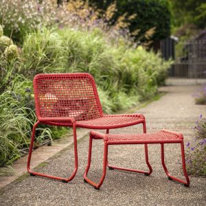 Gallery Outdoor Sassano Lounge Chair with Footstool Orange | Shackletons