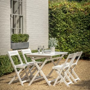 Gallery Outdoor Lindos White Folding Dining Set | Shackletons