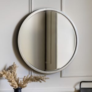 Gallery Direct Higgins Round Mirror Antique Silver | Shackletons